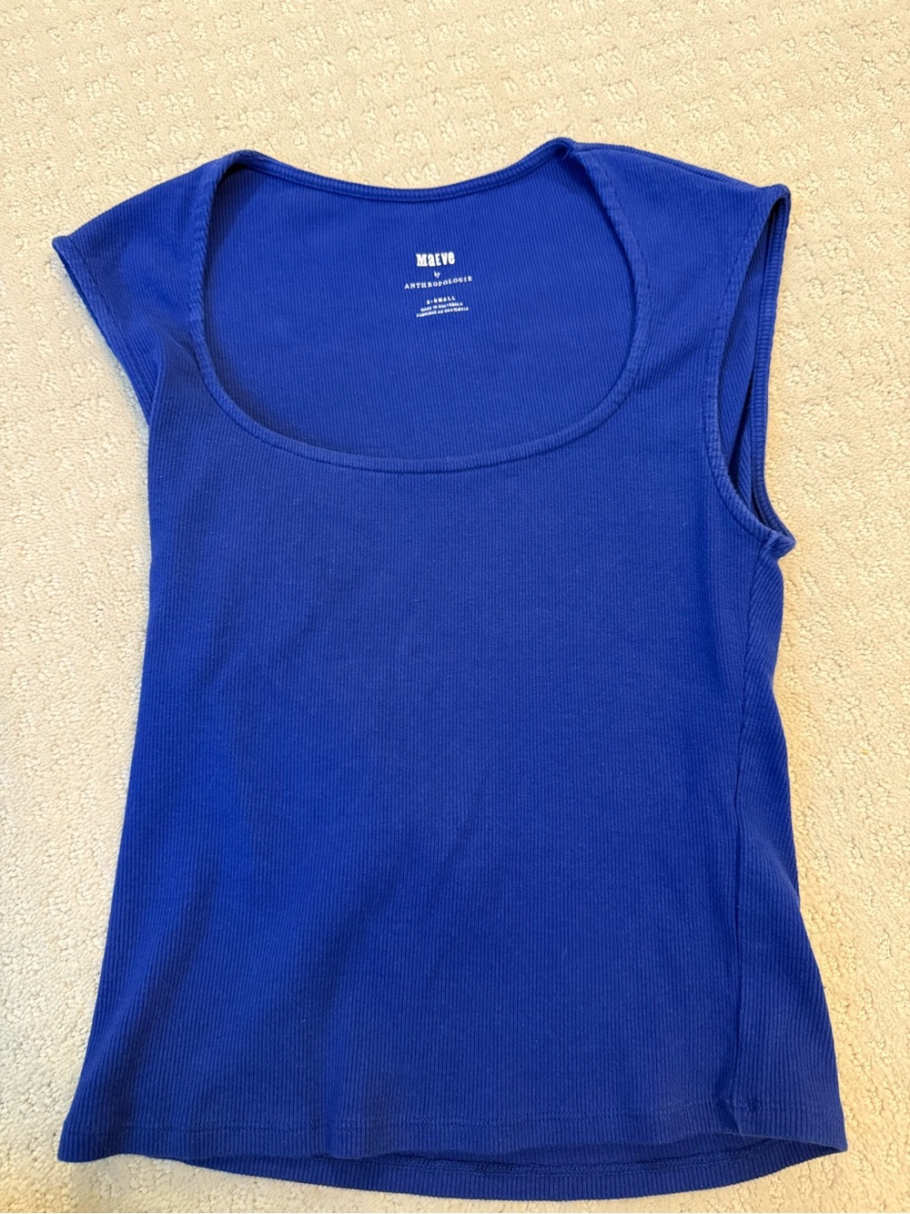 Maeve Cobalt Blue Ribbed Scoop Neck Tank